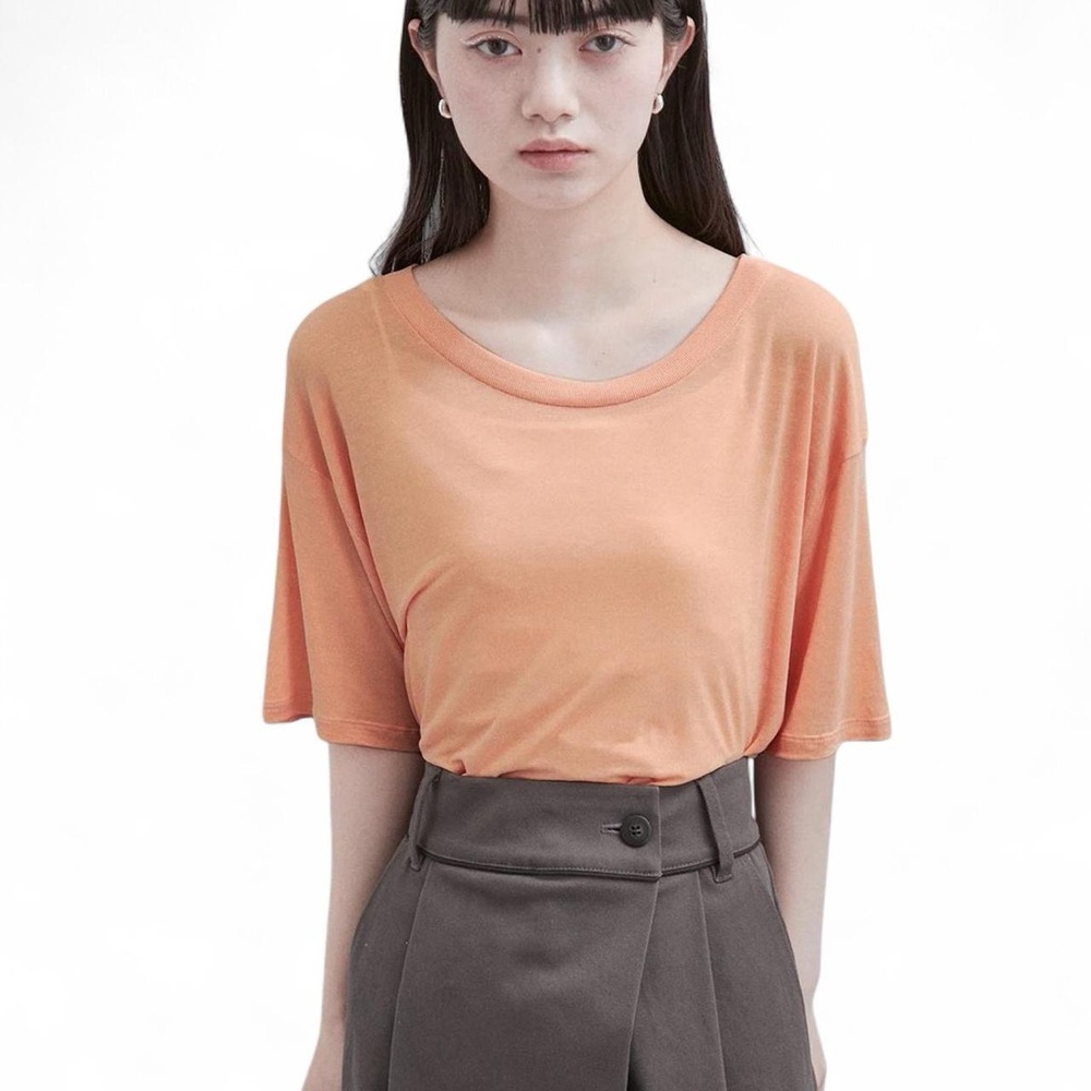 NWT Baserange Silk Alda Orange Cupro Loose Tee XS Oversized
